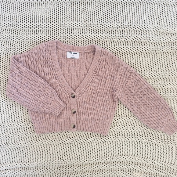 Old Navy Girls Cropped Button-Front Cardigan Pink Sweater Size Small - Picture 1 of 4
